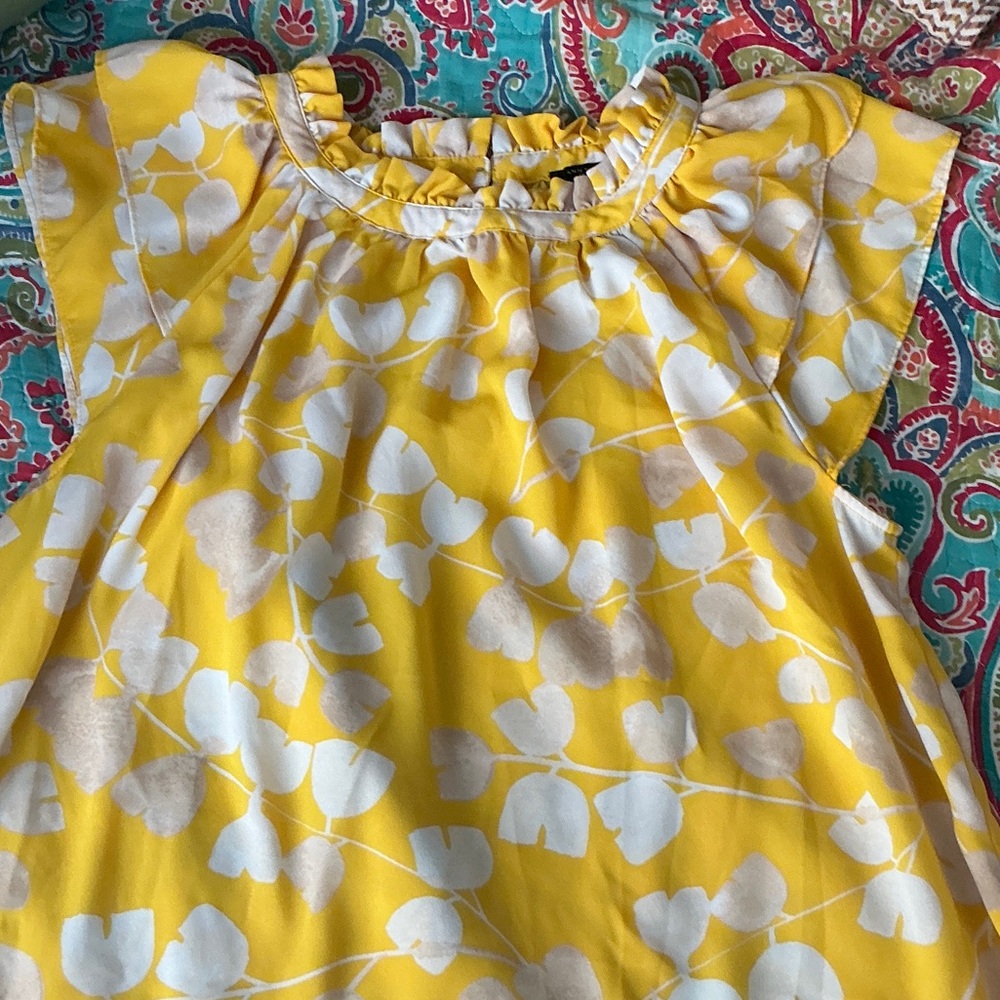 Ann Taylor Factory Yellow Floral Blouse